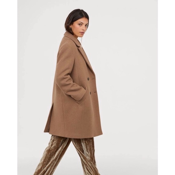 Jackets & Blazers - H&M camel wool double breasted coat size M